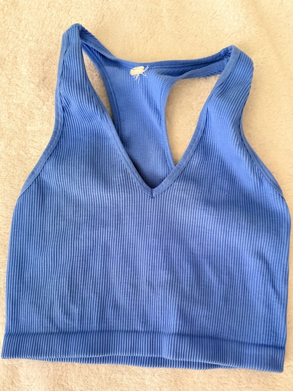 FP Movement by Free People Ribbed V-Neck Racerback Tank Top in vibrant Blue